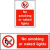 No smoking or naked lights safety sign