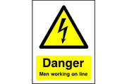 Danger Men Working on Line safety sign