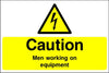 Caution Men Working on Equipment safety sign