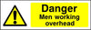 Danger Men Working Overhead sign