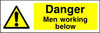 Danger Men Working Below sign