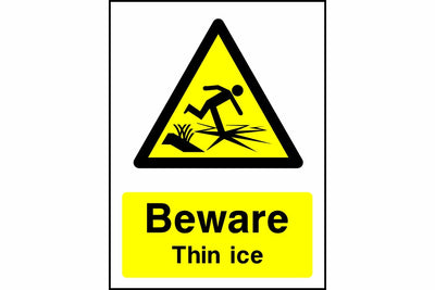 Beware Thin ice sign
