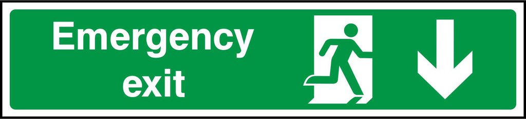 Emergency Exit Running Man and Arrow Down Sign