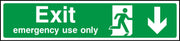 Exit Emergency Use Only Arrow Down Sign