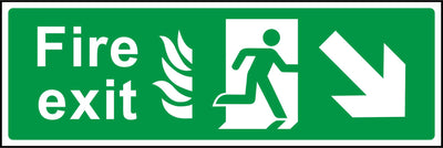 Fire Exit Running Man and Arrow Down Right Sign