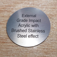 Exterior Grade Metal effect engraved acrylic laminate sign 200mm x 200mm