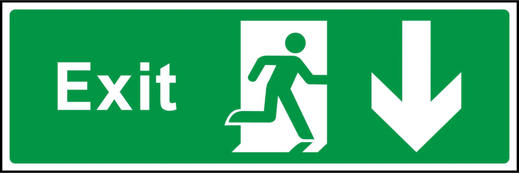 Exit Running Man and Arrow Down Sign