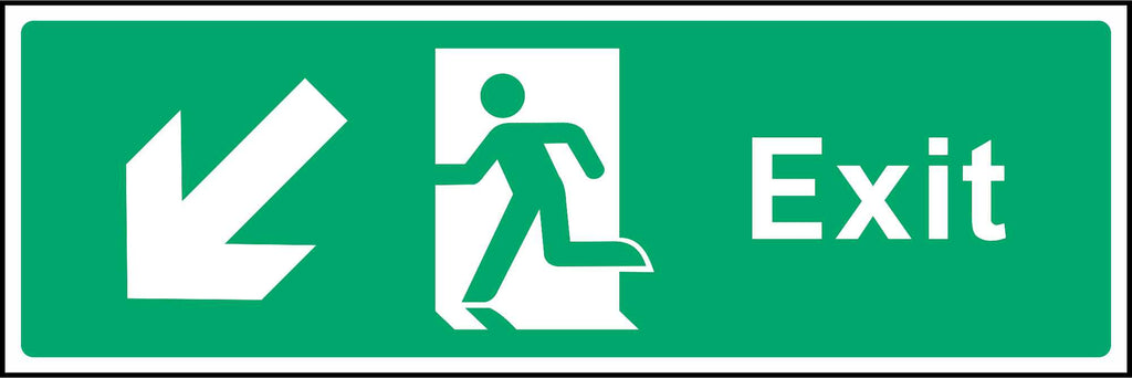 Exit Running Man and Arrow Down Left Sign