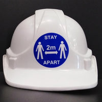 Hard Hat Keep 2 metres apart at all times stickers