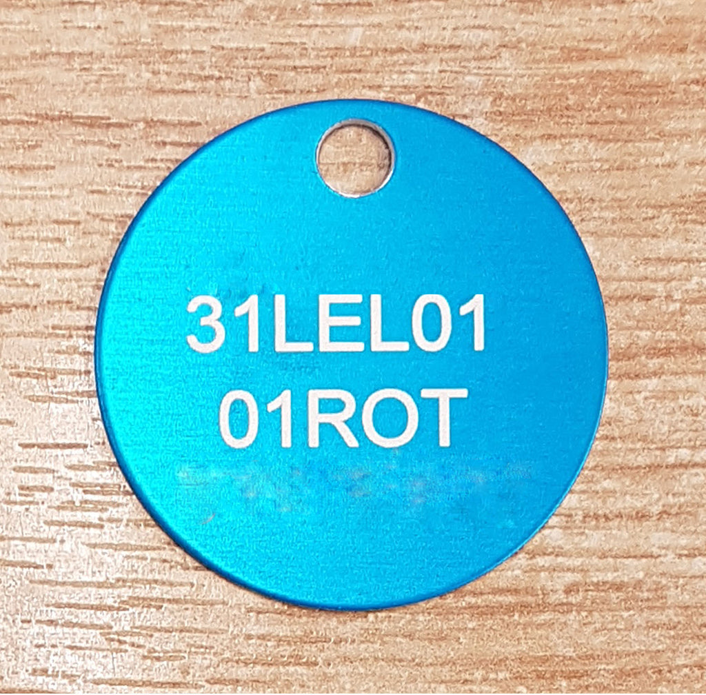 Blue Disc Sticker Engraved 35mm Blue Aluminium Disc | SK Signs & Labels | SK Signs ...