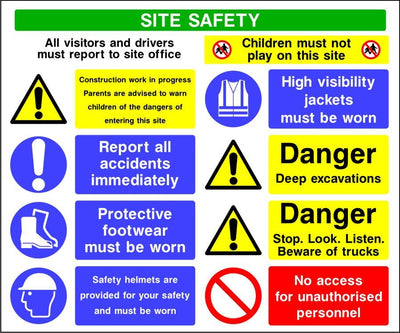 Site safety deep excavations multi message sign