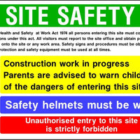 Site safety parental advice and ppe multi message sign