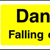 Danger Falling objects safety sign