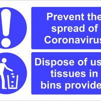Coronavirus Tissue Disposal sign