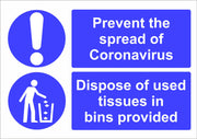 Coronavirus Tissue Disposal sign