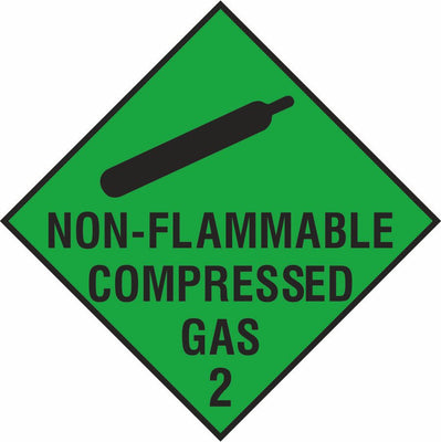 Non-flammable compressed gas diamond sign