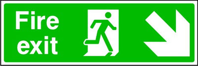 Fire Exit Arrow Down Right Sign