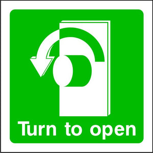 Turn Left To Open Emergency Escape Sign