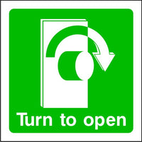 Turn Handle Right To Open Emergency Escape Sign