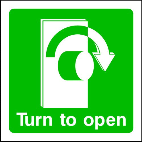Turn Handle Right To Open Emergency Escape Sign