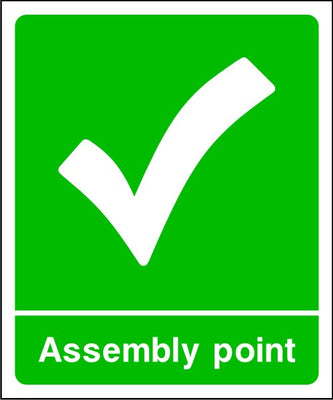 Assembly Point with Tick Emergency Escape Sign