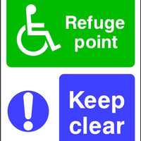 Refuge Point Keep Clear Emergency Escape Sign