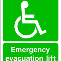 DDA Emergency Evacuation Lift Sign