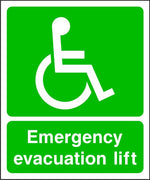 DDA Emergency Evacuation Lift Sign