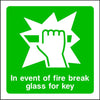 In Event of Fire Break Glass For Key Sign