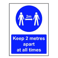 Keep 2 metres apart at all times sign