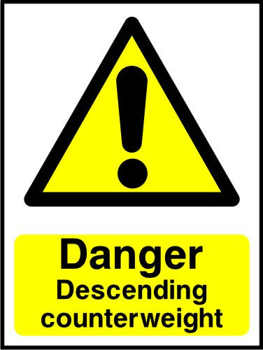 Counterweight Signage Danger Descending counterweight sign | SK Signs & Labels