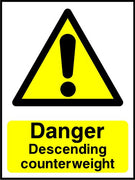 Danger Descending counterweight sign