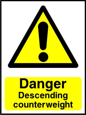 Danger Descending counterweight sign