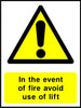 In the event of fire avoid use of this lift sign