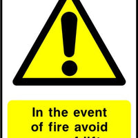 In the event of fire avoid use of this lift sign