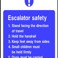 Escalator safety notice sign