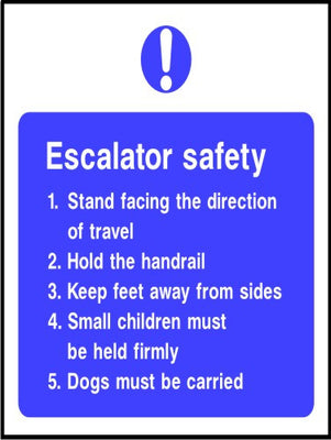 Escalator safety notice sign