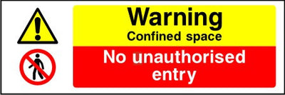 Warning Confined space No unauthorised entry sign