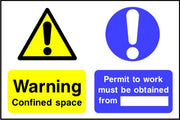 Warning confined space Permit to work must be obtained from sign