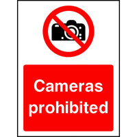 Cameras prohibited safety sign