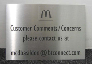 Engraved Stainless Steel Plaque A3 size