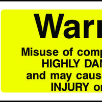 Warning Misuse of Compressed Air Sign