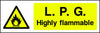 LPG Highly Flammable Warning Sign