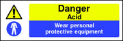 Danger Acid Wear PPE Sign