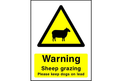 Warning Sheep grazing Please keep dogs on lead sign