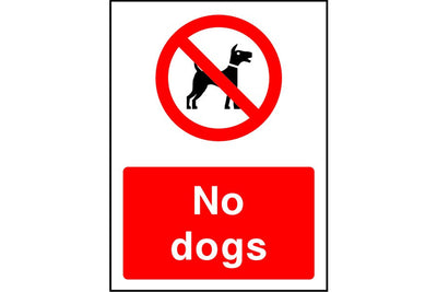 No Dogs park safety sign