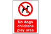 No dogs childrens play area sign