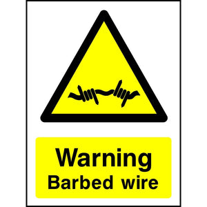 Warning Barbed wire sign