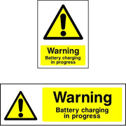 Warning Battery Charging In Progress safety sign