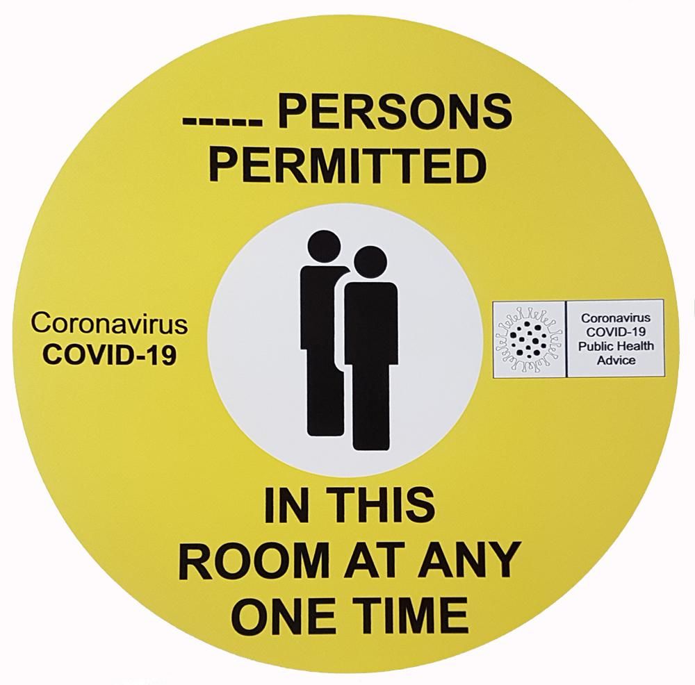 Coronavirus ___ Persons permitted in this room at any one time sign